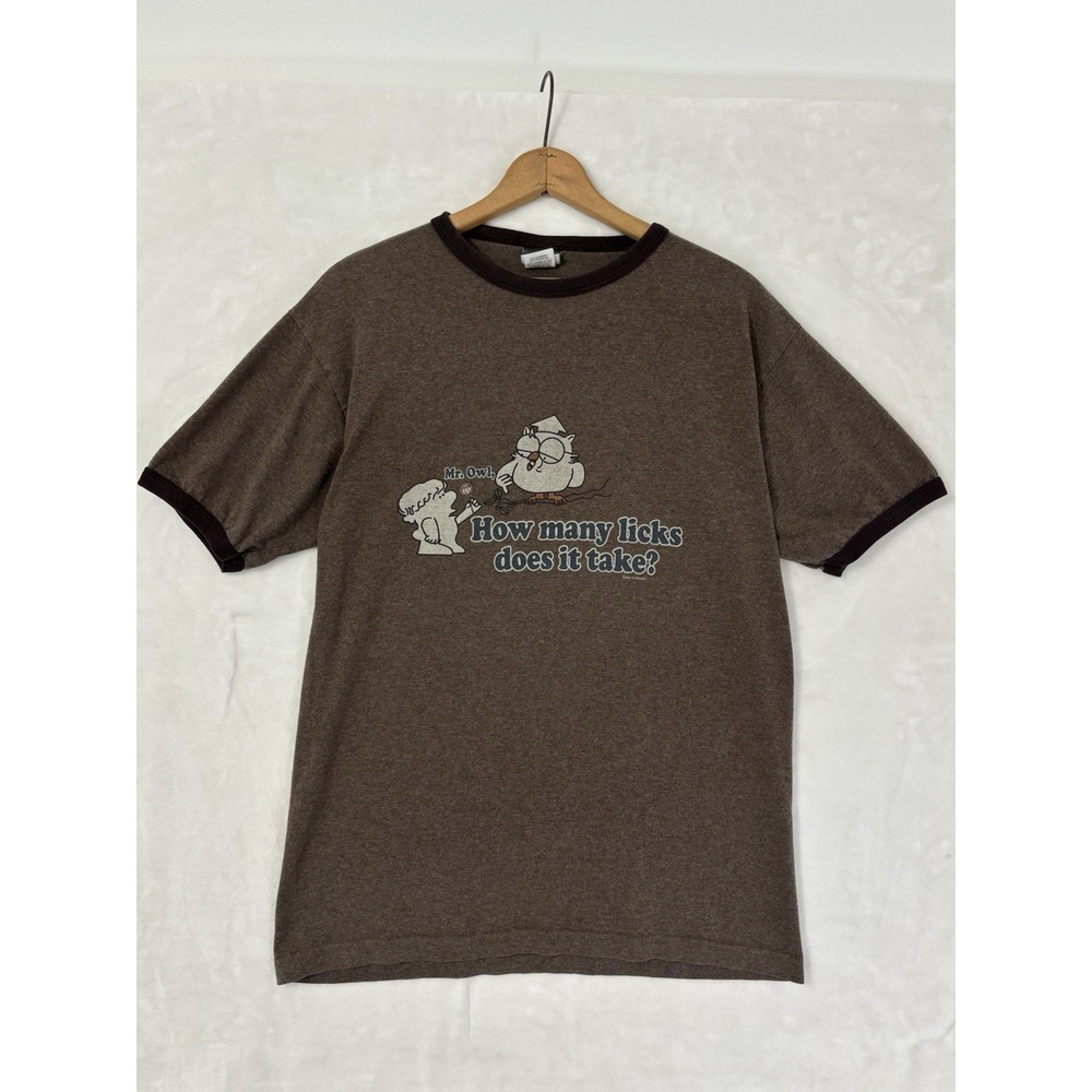 Vintage Tootsie Roll Pop Sz M T-Shirt Mr Owl How Many Licks Ringer TNT 0715